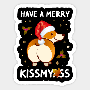 Funny Have A Merry Kissmyass Xmas Gift For Corgi Lover Sticker